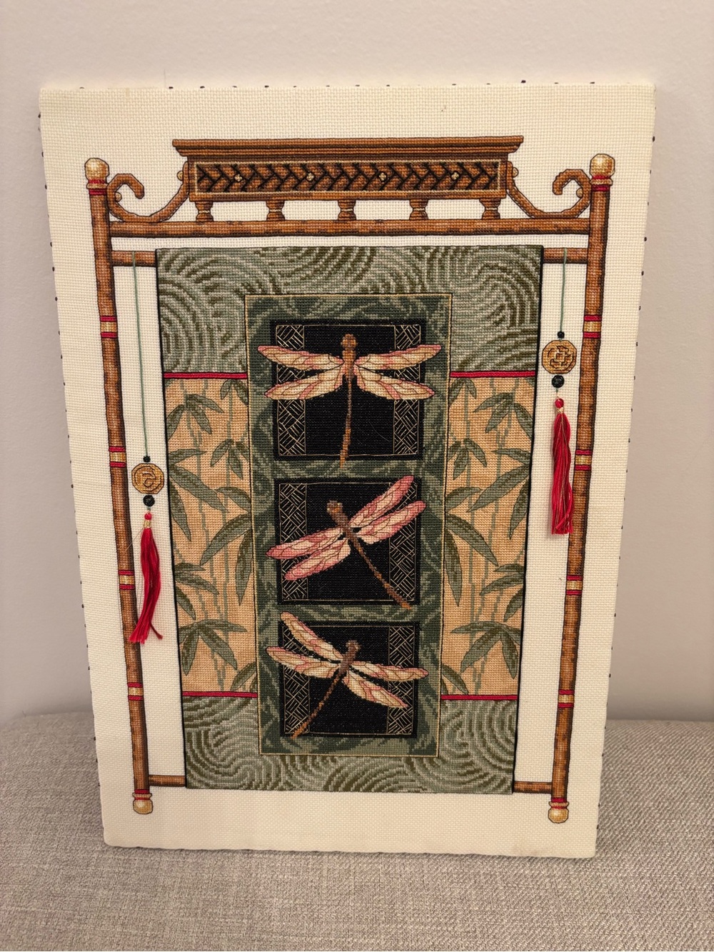 Dimensions Gold Collection Dragonfly Scroll Completed Cross Stitch 16.5 x 11.5